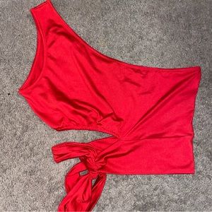 One Shoulder Red Top
